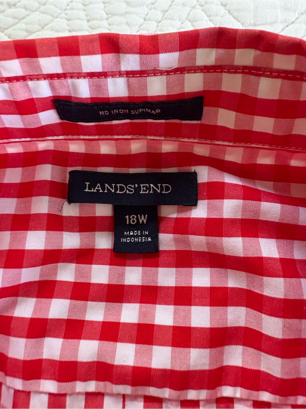 Gingham Blouse 18 Lands End Like New Red and White Americana - Picture 6 of 9
